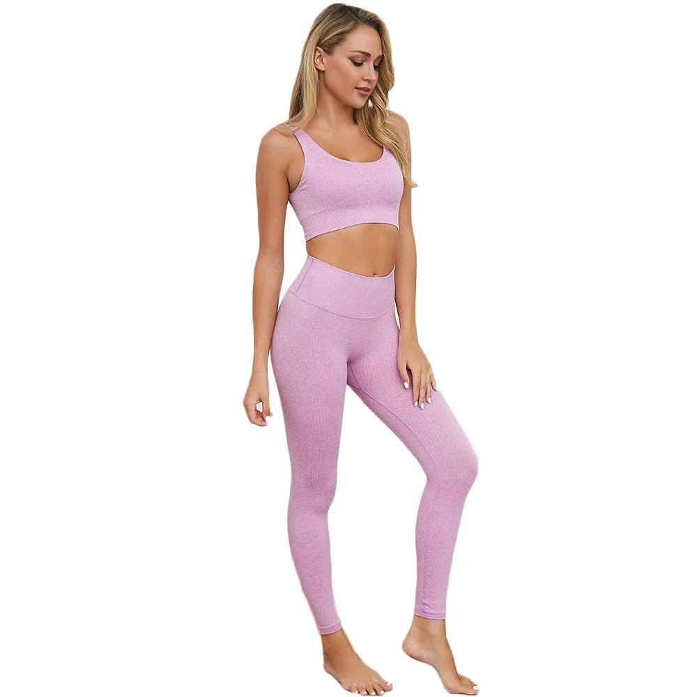 

Women New Seamless Yoga Pants fashion Solid color High Waisted Stretchy Slim Fit Sport Workout Two-Piece Outfits yoga pants