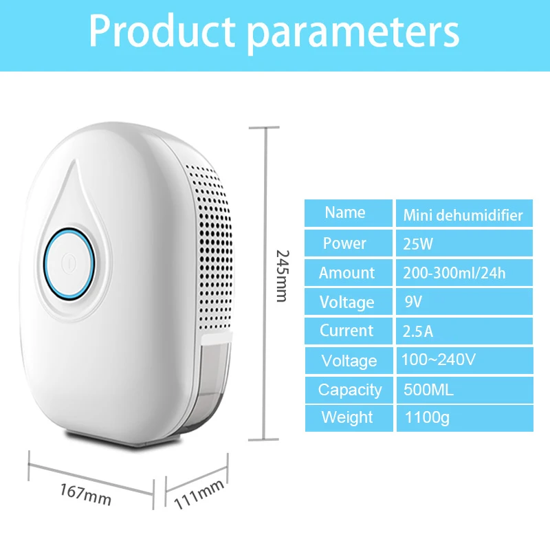 Осушитель воздуха полупроводниковый Мини Портативный влагопоглотитель для дома