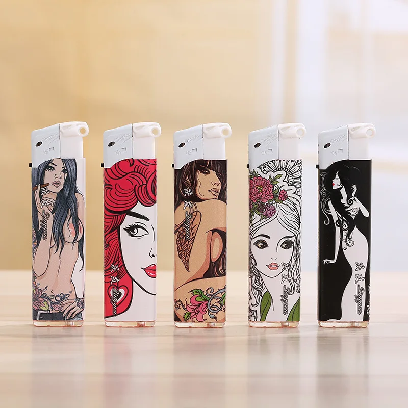 

Cool Creative Beauty Butane Lighter Inflatable Windproof Torch Lighter Cute Girl Smoke Accesoires Gift for Men Lighter Vintage