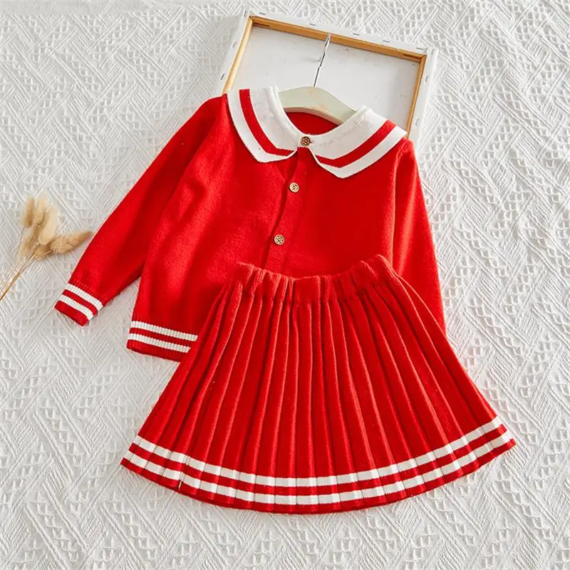 

Autumn Children Clothes Winter Knitted Baby Girls Clothes Set Long Sleeve Sweater+Skirt Toddler Girl Tracksuit Suit Kids Clothes