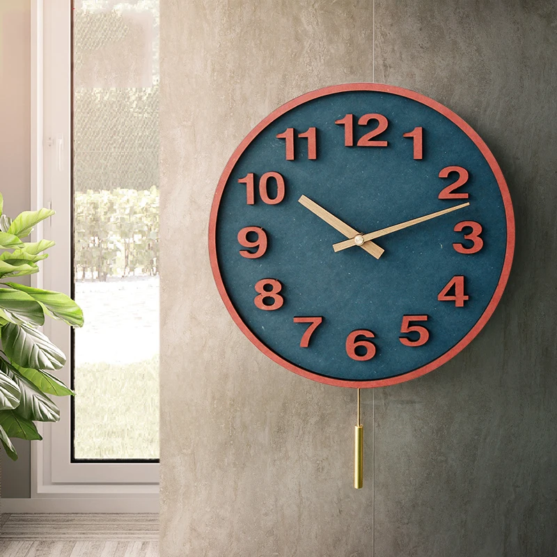 Простые современные настенные часы модные нордические красные бесшумные