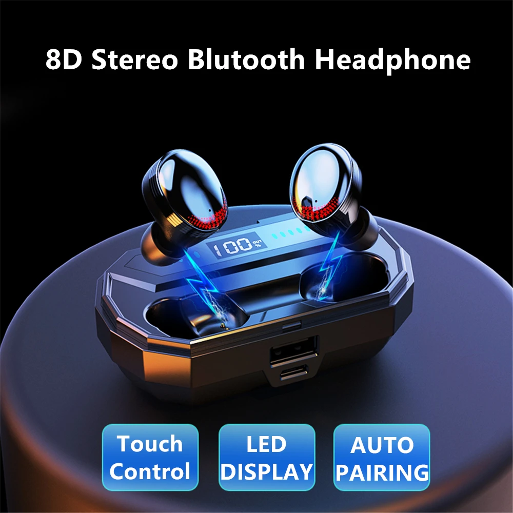 Оригинальные игровые музыкальные динамические басовые стереонаушники IPX7 TWS 6D