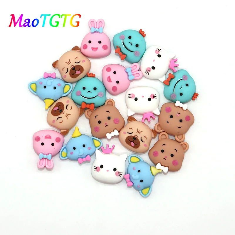 10 шт./лот подвески из смолы с мультяшными животными плоской спинкой для