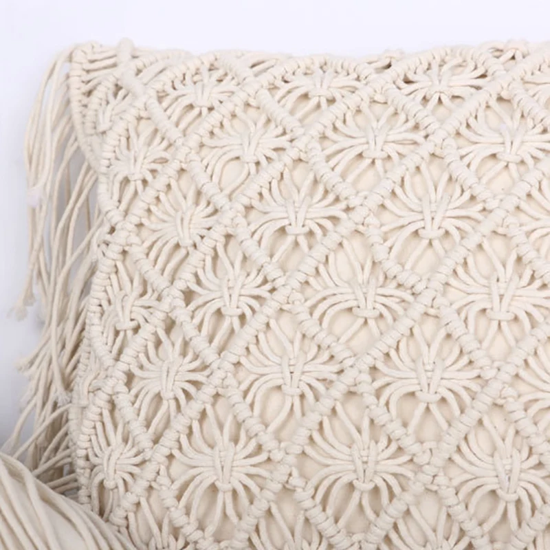 Cushion Covers Cotton Linen Macrame Hand-Woven Thread Pillow Geometry Bohemia Style Pillowcase Home Decor 45X45cm | Дом и сад