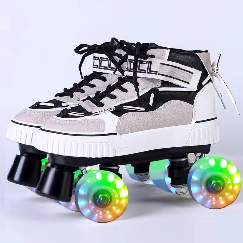 

Factory Direct Roller Skates Double Line Skates Women Men Adult Two Line Skate Shoes Patines With 4 colors PU 4 Wheels