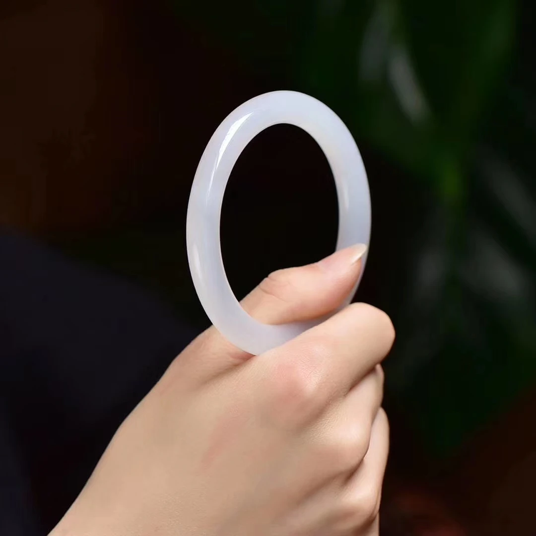 

LETSFUN Women Natural White Jade Bangle Bracelet Jewelry Gemstone Accessories Gifts Wholesale
