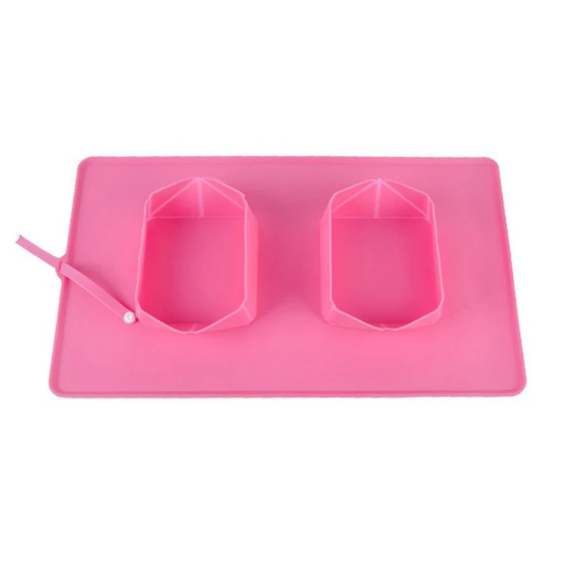 2 шт. Складная Силиконовая миска для собак портативная двойная путешествий