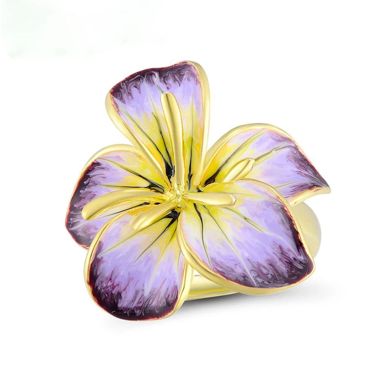 

Elegant cute flower rings for women accessories gift luxury plant floral design Gold Color finger ring engagement jewelry
