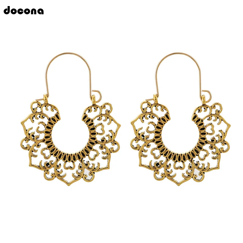 Женские серьги-подвески Docona сережки в форме цветка и листа античное золото