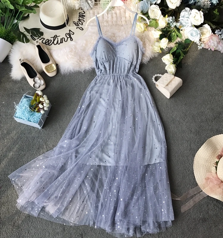 Женское кружевное платье винтажное пляжное Сетчатое в Корейском стиле модель