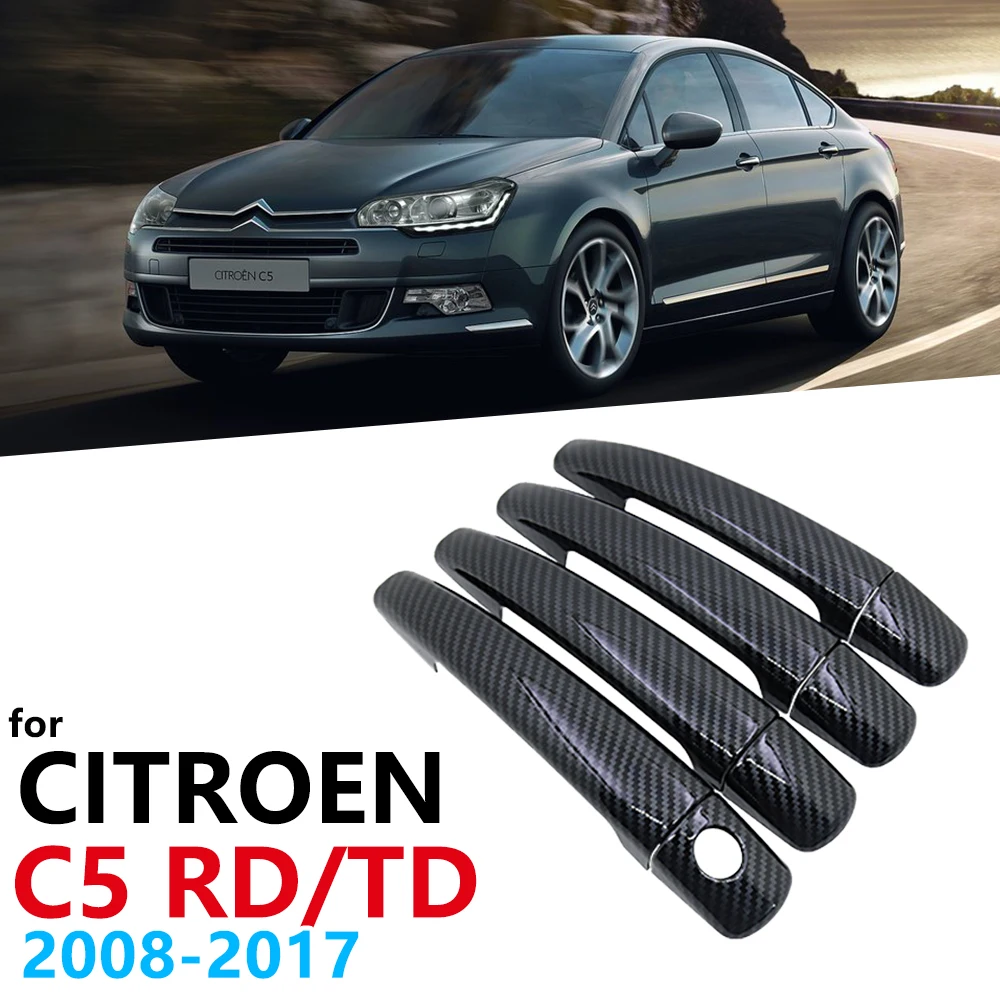 Глянцевый черный чехол из углеродного волокна на дверные ручки для Citroen C5 RD TD 2008 ~