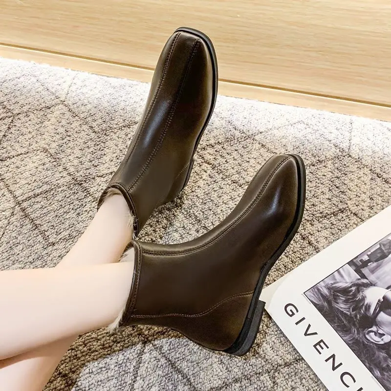 

Back zipper Martin boots women's boots autumn and winter new style short boots women's tide British style plus velvet X706