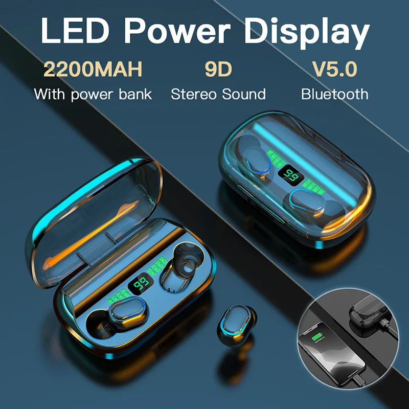 Водонепроницаемые наушники 9D Bluetooth беспроводная гарнитура стерео Hi Fi звук