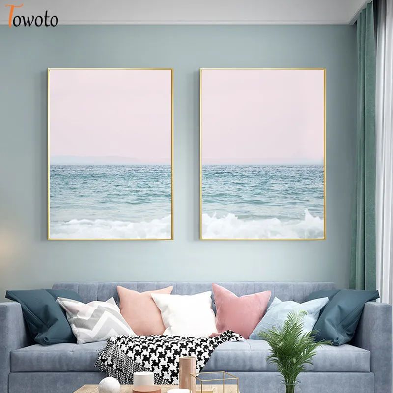 Плакат на холсте с изображением пляжа моря воды скандинавских пейзажей | Дом и