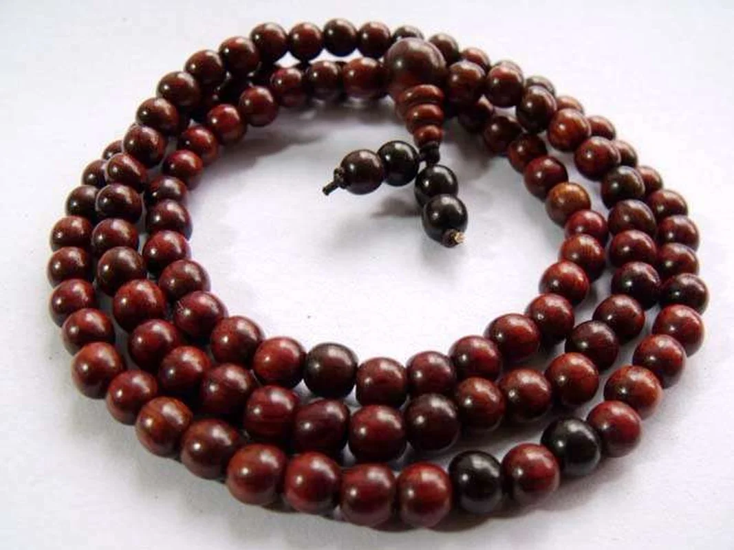 Тибетский буддизм 108 Черный Красный сандаловое дерево молитва шарик Мала