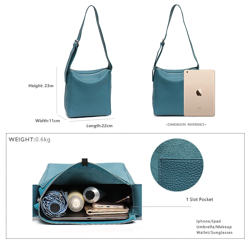 

SC Soft Genuine Leather Shoulder Bags For Women Casual Solid Color Wide Strap Large Hobo Female Cowhide Daily Crossbody Handbags