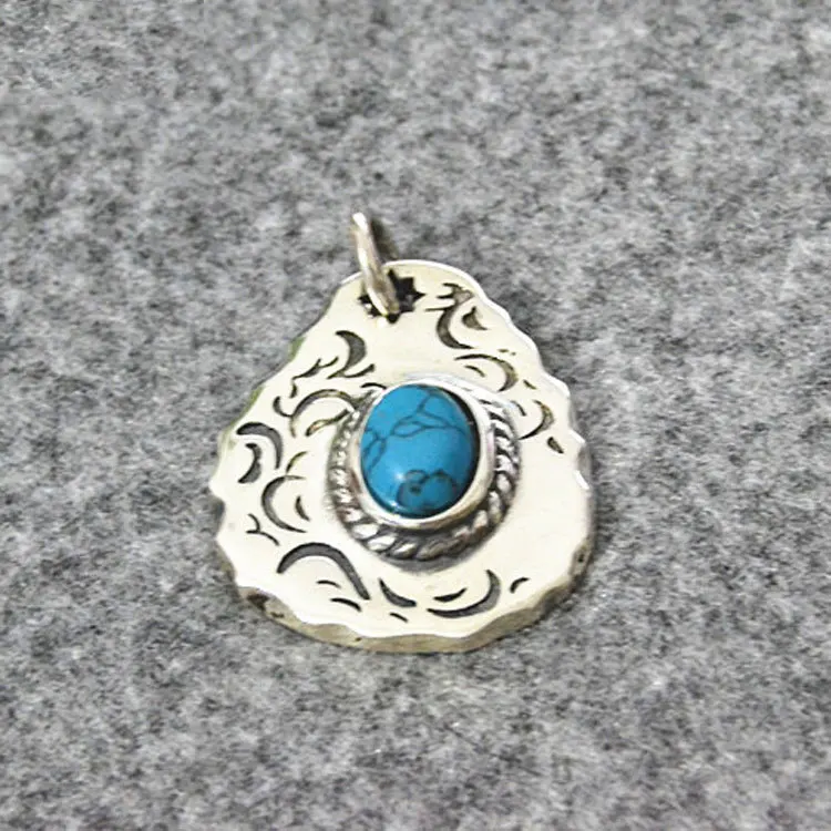 

Takahashi Kagura Goro's Handmade Inlaid Natural Blue Turquoise Personality Creative Men Women Pendant Jewelry