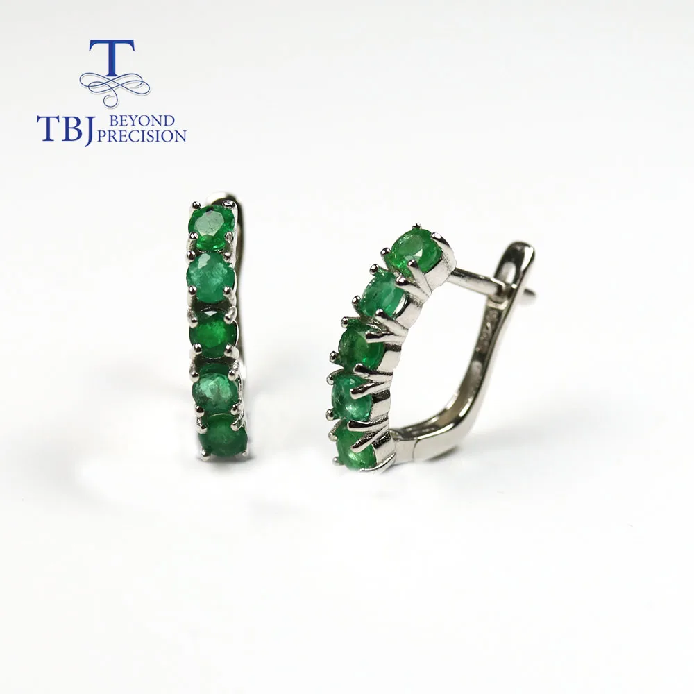Small simple real Emerald Jewelry Set natural Zambia green emerald Round 3mm gemstone Ring earring 925 sterling silver tbj | Украшения и