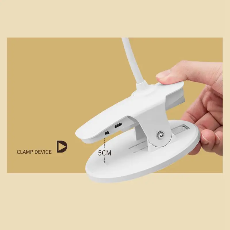 Flexible USB Rechargeable LED Foldable Desk Lamp Clip Eye Protection Long Life Book Table Led Light 3-Level Brightness | Лампы и