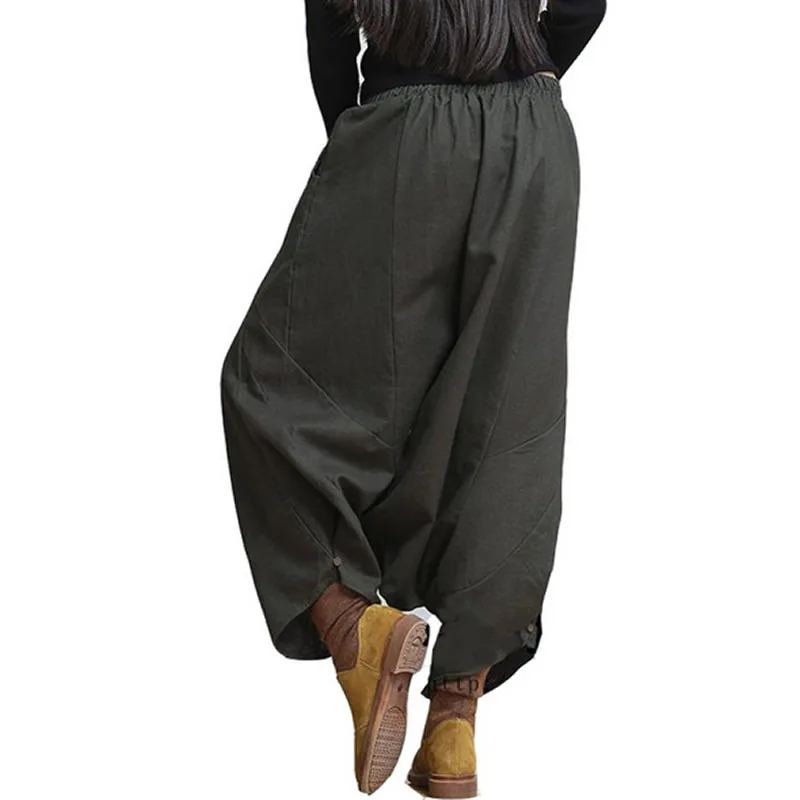 

2020 Women Elastic Waist Long Pants Pantalones Loose Casual Harem Pants Cotton Linen Wide Legs Plus Oversized Full-Length Baggy