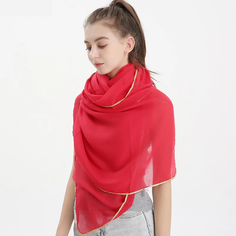 Роскошный брендовый однотонный шарф из Пномпеня женский высококачественный