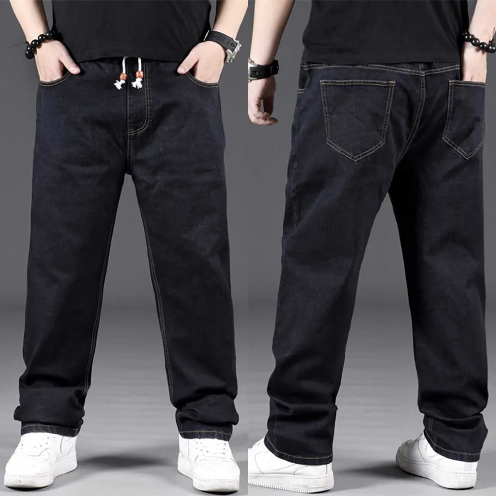 New Fashion Loose Baggy Jeans Men Casual Denim Pants Straight Trousers Warm Fleece Jeans Plus Size 7XL 8XL Hiphop Harem Jeans