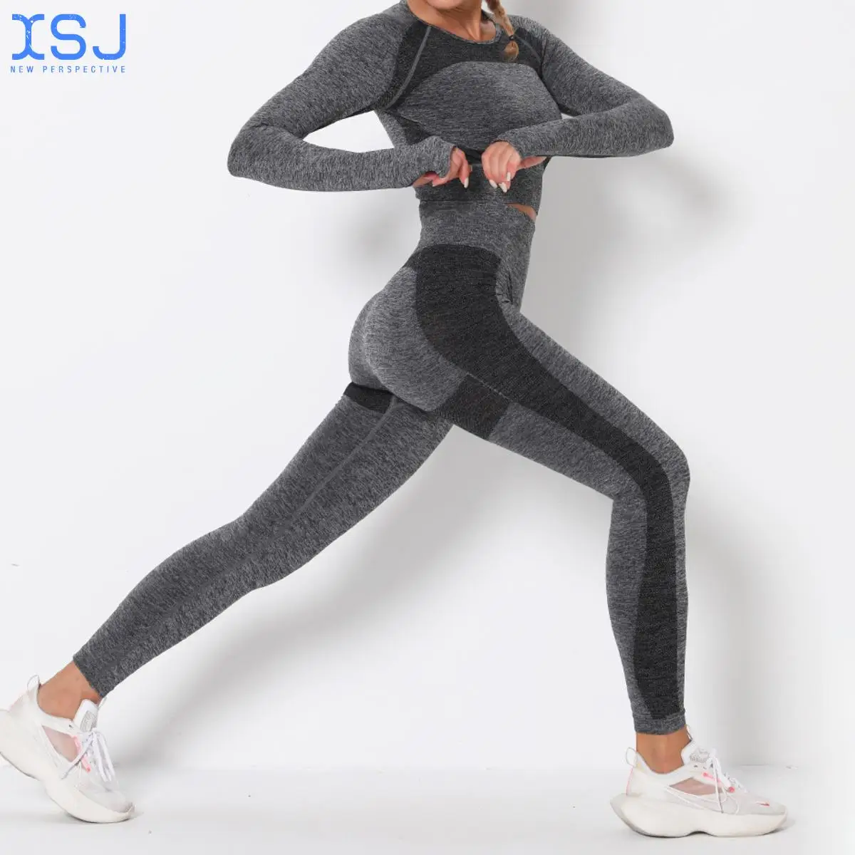 

Женский бесшовный костюм для йоги с вырезами, облегающий спортивный костюм с высокой талией, костюм для фитнеса с лямкой на шее