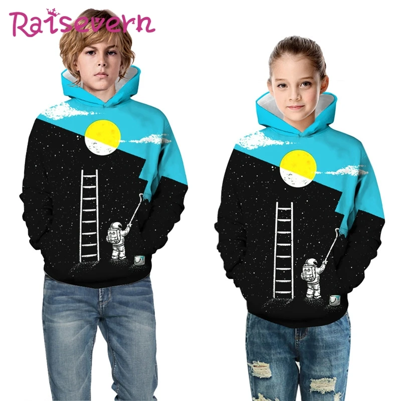 RAISEVERN космическую тематику 3D принт детские толстовки с капюшоном унисекс Детская