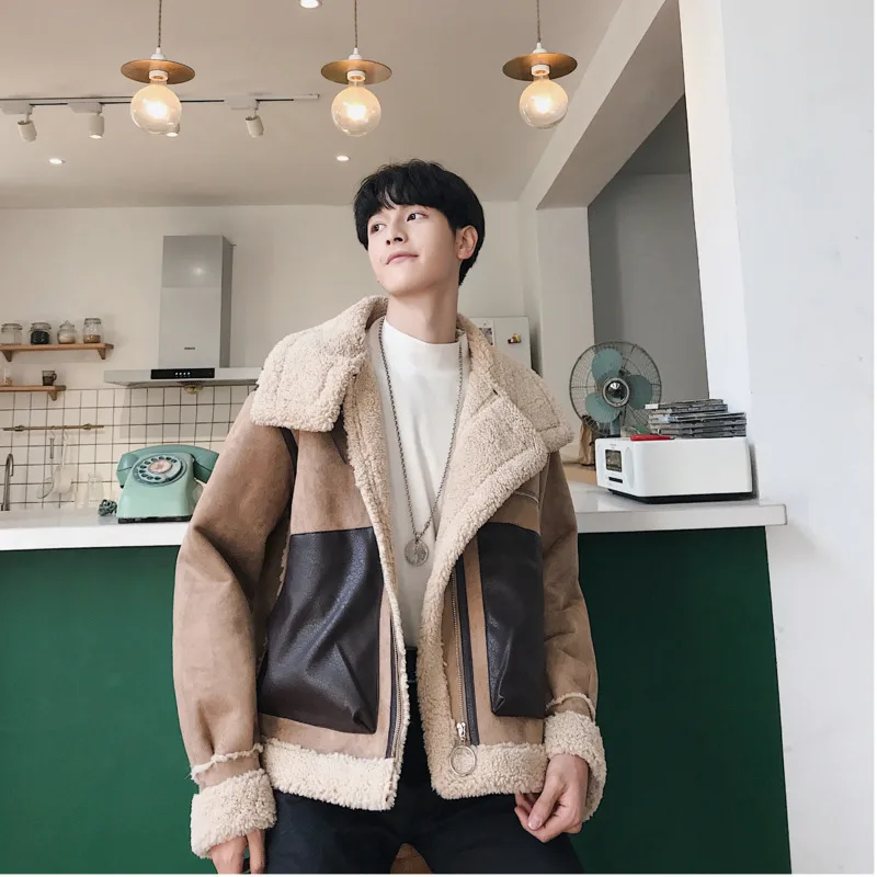 

2019 Autumn And Winter New Style Short Lapel Thickened Fur One Jacket Fashion Casual Lamb Wool Top White / Khaki M-3XL