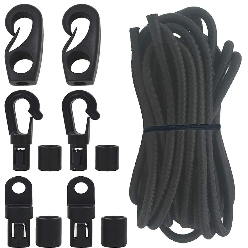 6/PK 1/4 "крючки для конца шнура банджи + (1/4 дюйма X 20 футов) ударный шнур эластичный