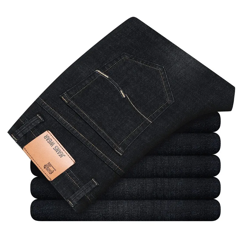 Men's Slim Fit Jeans Fashion Business Classic Style Stretch Denim Pants Casual Trousers Male Black Blue | Мужская одежда