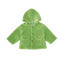 autumn and winter girls lovely plush coat solid round neck medium long cotton coat childrens thickened warm hooded top