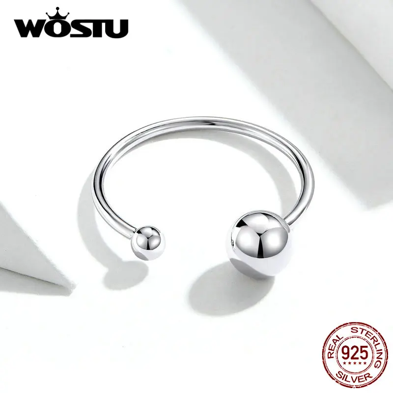 WOSTU подлинные 925 пробы серебряные кольца, милые серебряные кольца, простые регулируемые кольца для женщин, модные ювелирные изделия CQR575