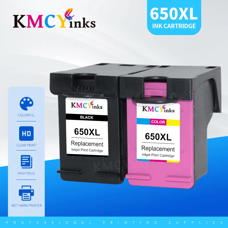 Совместимый чернильный картридж KMCYinks 650XL сменный для HP 650 XL Deskjet 1015 1515 2515 2545 2645 3515