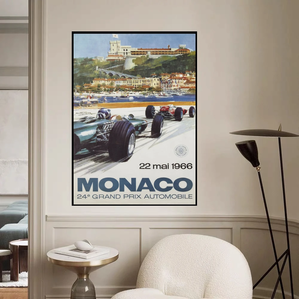 Monaco Grand Prix 1967 classic cool car home living bedroom decoration canvas poster painting picture wall art high definition | Дом и сад