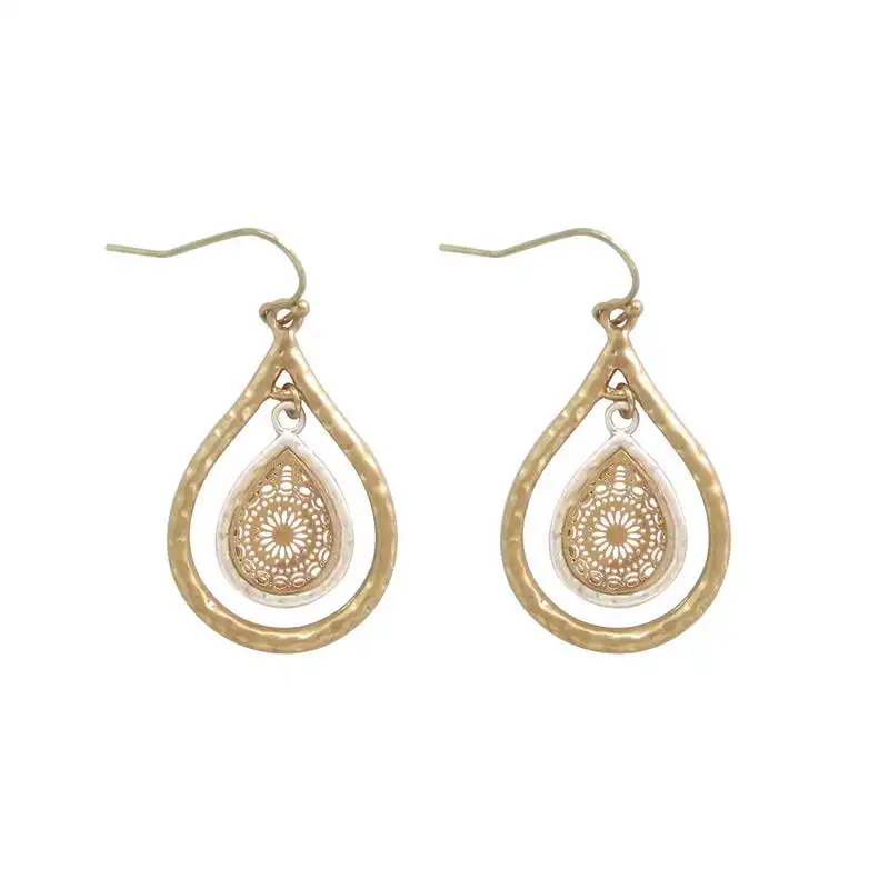 

ZWPON Gold Cutout Teardrop Earrings for Women Fashion Statement Earrings Jewelry Wholesale