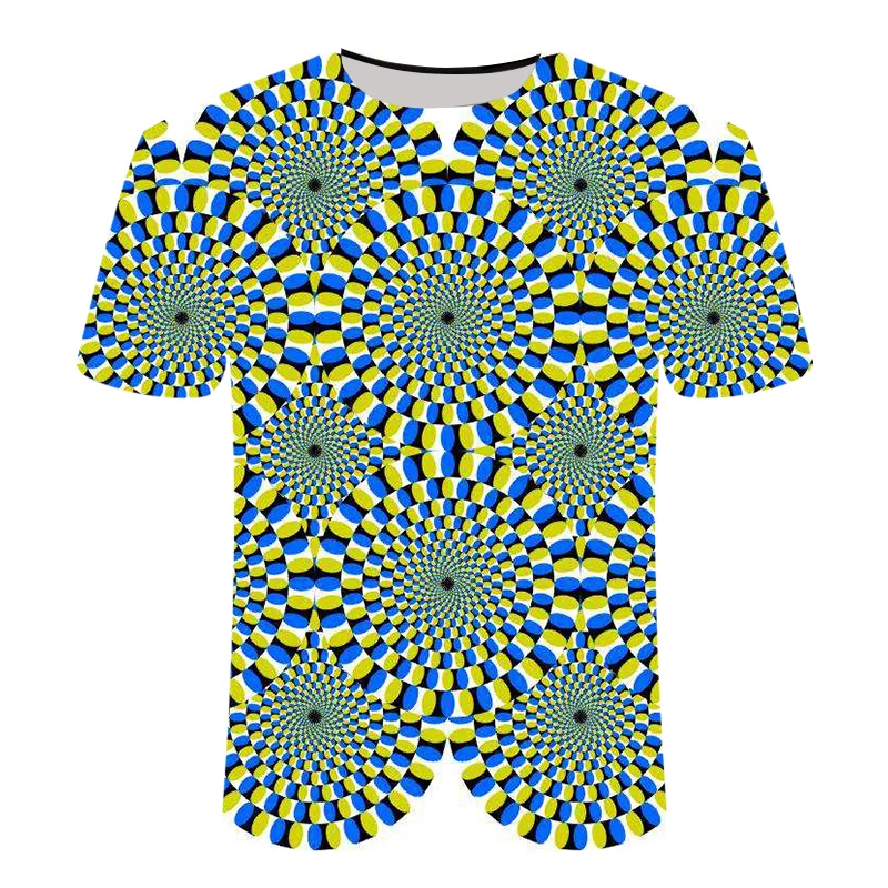 

2021 new 3D effect t-shirt black and white t-shirt rotating three-dimensional space t-shirt men's women's leisure sports tide el