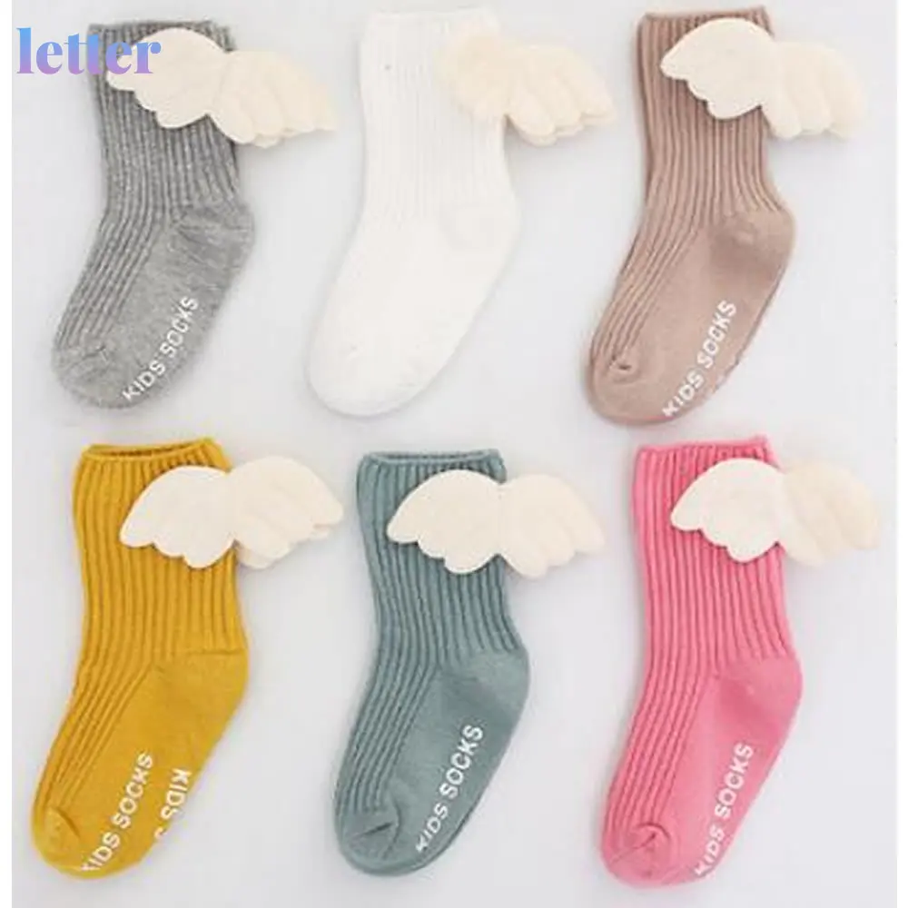 

Baby Cute Knee High Socks 3D Angel Wings Kids Toddler Candy Color Soft Sock Children Leg Warme Girl
