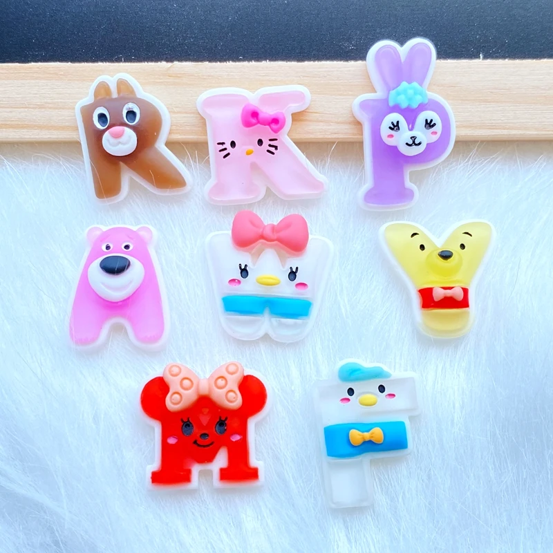 

16 шт., новые Мультяшные животные, буквы, плоская задняя сторона, кабошон, скрапбукинг, рукоделие аксессуары для поделок, банты для волос Q16