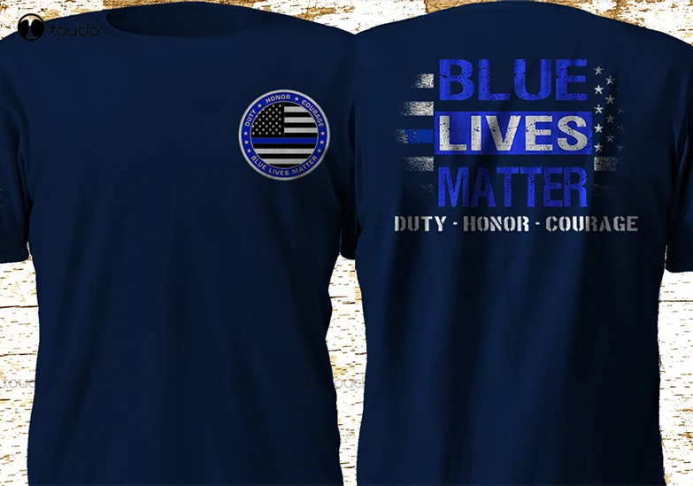 

Blue Lives Matter United States Us Police Navy Military Army Navy T Shirt Double Side Printed Men Fashion Casual T Shirt