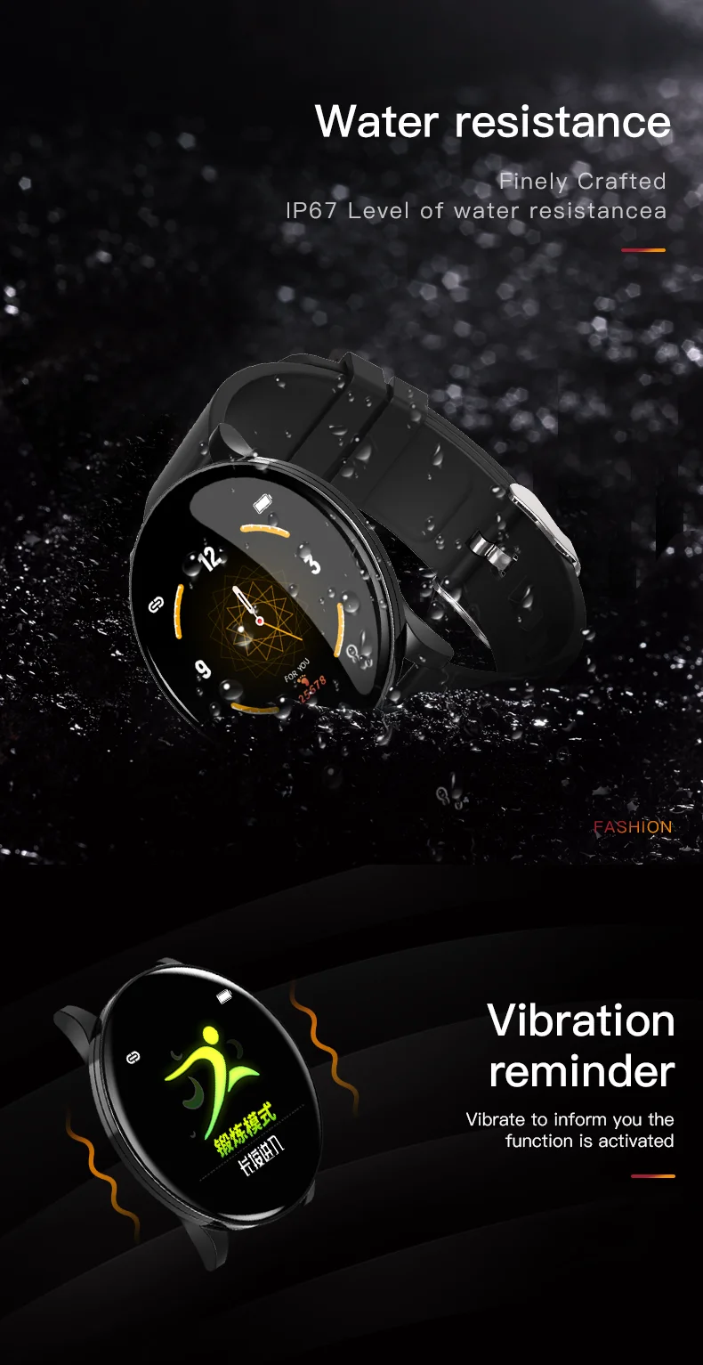 

W8 Sport Smart Watch Bracelet Round Bluetooths Waterproof Male Smartwatch Men Women Fitness Tracker Wrist Band for Android IOS