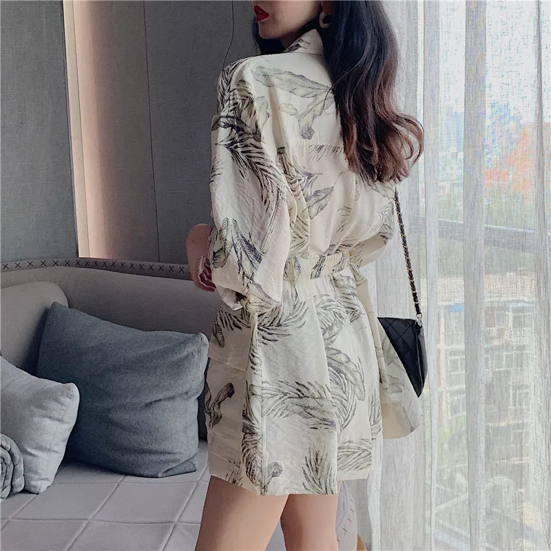 RUGOD New Women Thin Blazers Cotton And Linen Pockets Casual Coat Stylish Print Oversize Tunic Blazer Buttons Temperament