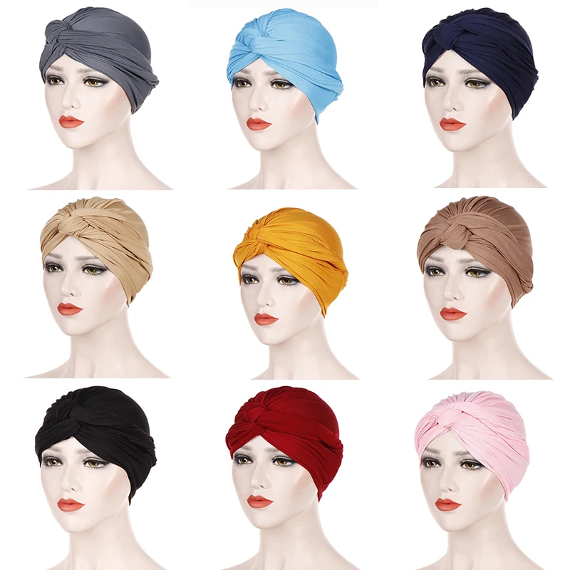 

Turban Muslim Caps Musulman For Women Muslim Solid Ruffles Women Wrap Cap turbantes cabeza para las mujeres