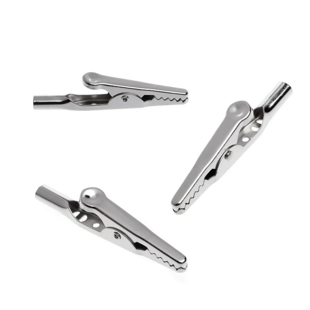 100 шт. Электрический Тесты зажимы челюстного типа крокодил Зажимы серебряный тон