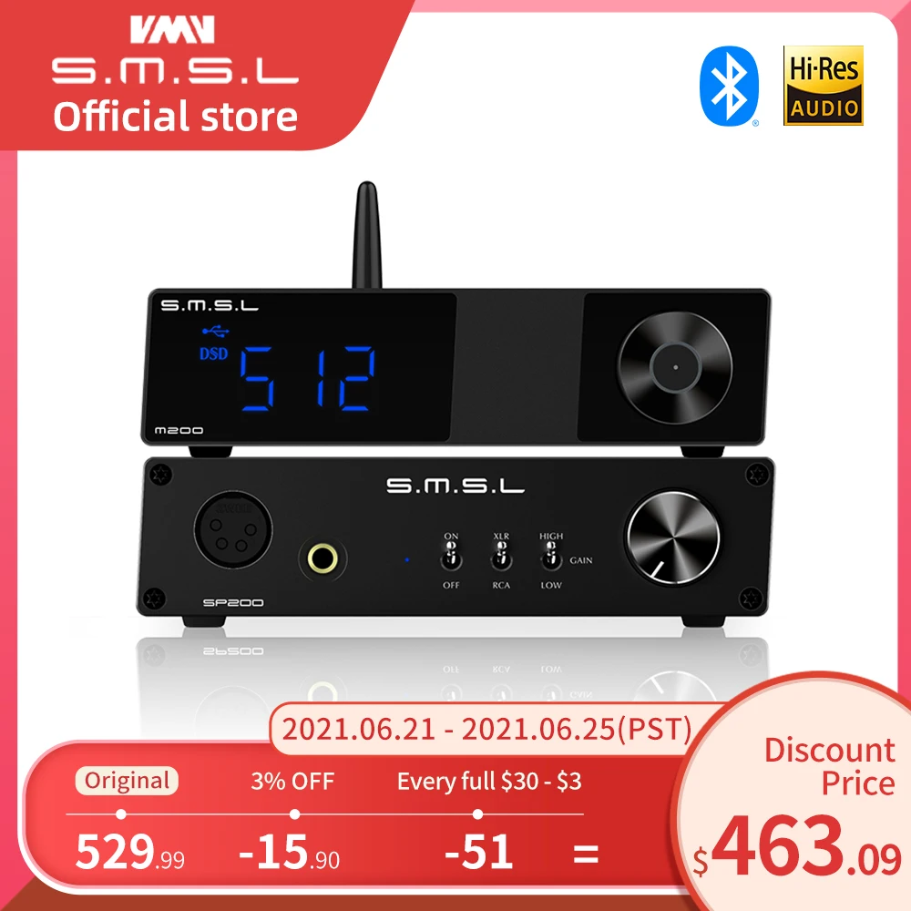 SMSL M200 аудио DAC и SP200 усилитель для наушников набор AKM4497 Bluetooth 5 0 32 бит/768 кГц USB DSD512 PCM