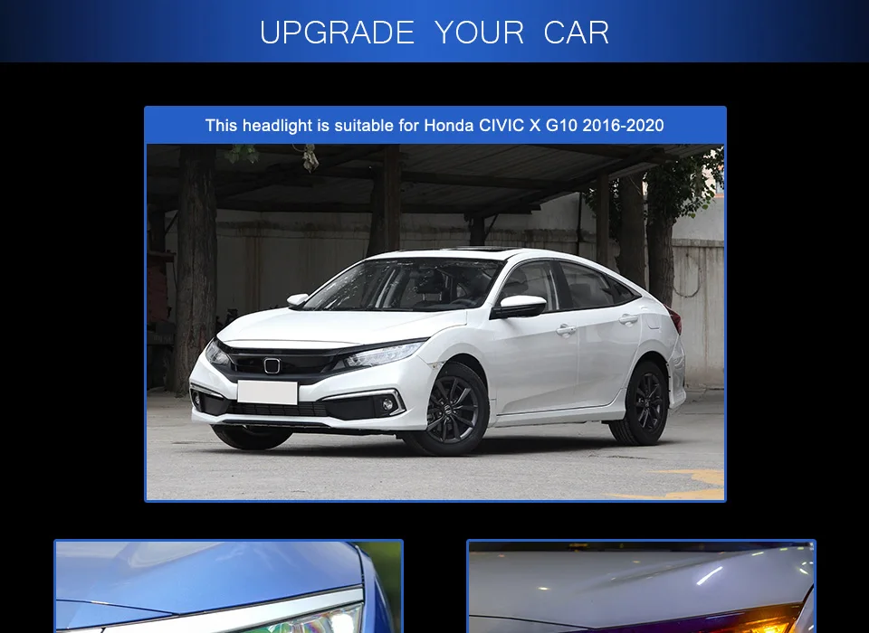 Фары для автомобиля Honda CIVIC X G10- DRL дневные ходовые огни головная лампа светодиодный Биксеноновая лампа Противотуманные фары, аксессуары для автомобиля