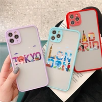 World City Travel Label Phone Case for iphone MAX plus Pro Max New York Paris Rome Hard Back Cover