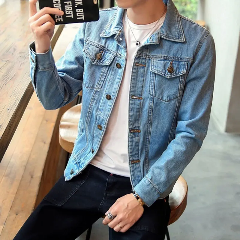 Мужская джинсовая куртка в стиле хип-хоп приталенная куртка-бомбер ковбойском