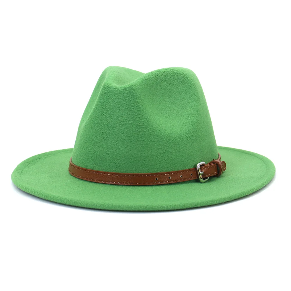 

2021 European American Wide Brim Woolen Felt Fedora Hat for Women Men Autumn Winter British Classic Jazz Panama Hat