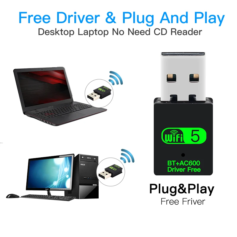 USB Wi-Fi 5 Bluetooth 0 адаптер 600 Мбит/с двухдиапазонный 2 4/5 ГГц Беспроводной внешний